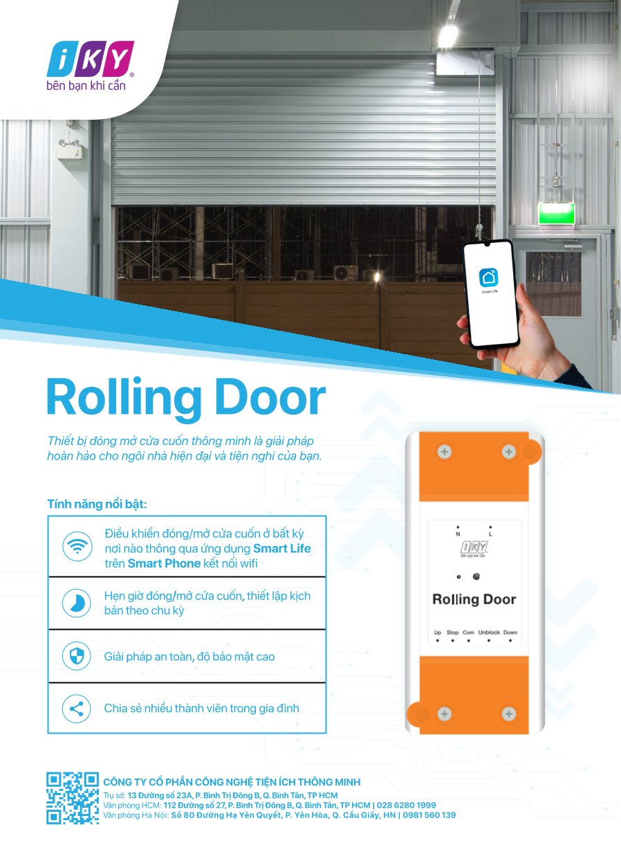ROLLING DOOR - THIẾT BỊ ĐIỀU KHIỂN CỬA CUỐN THÔNG MINH WIFI + BLUETOOTH -  Hàng Chính Hãng