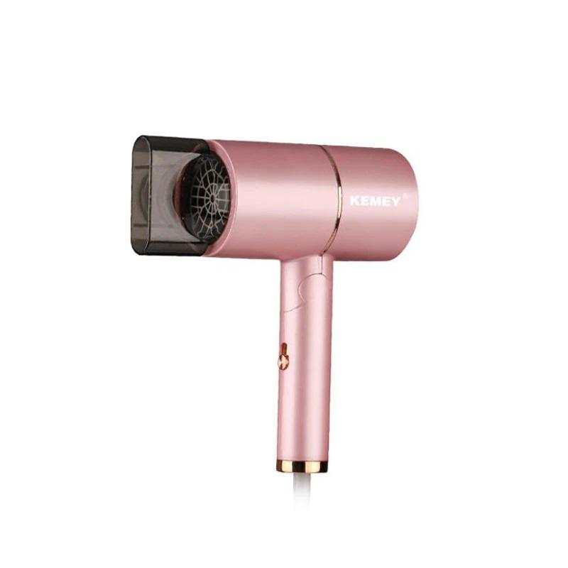 Máy Sấy Tóc Gấp Gọn Luồng Gió Mạnh Màu Hồng Cực Xinh Kemey Km 8223