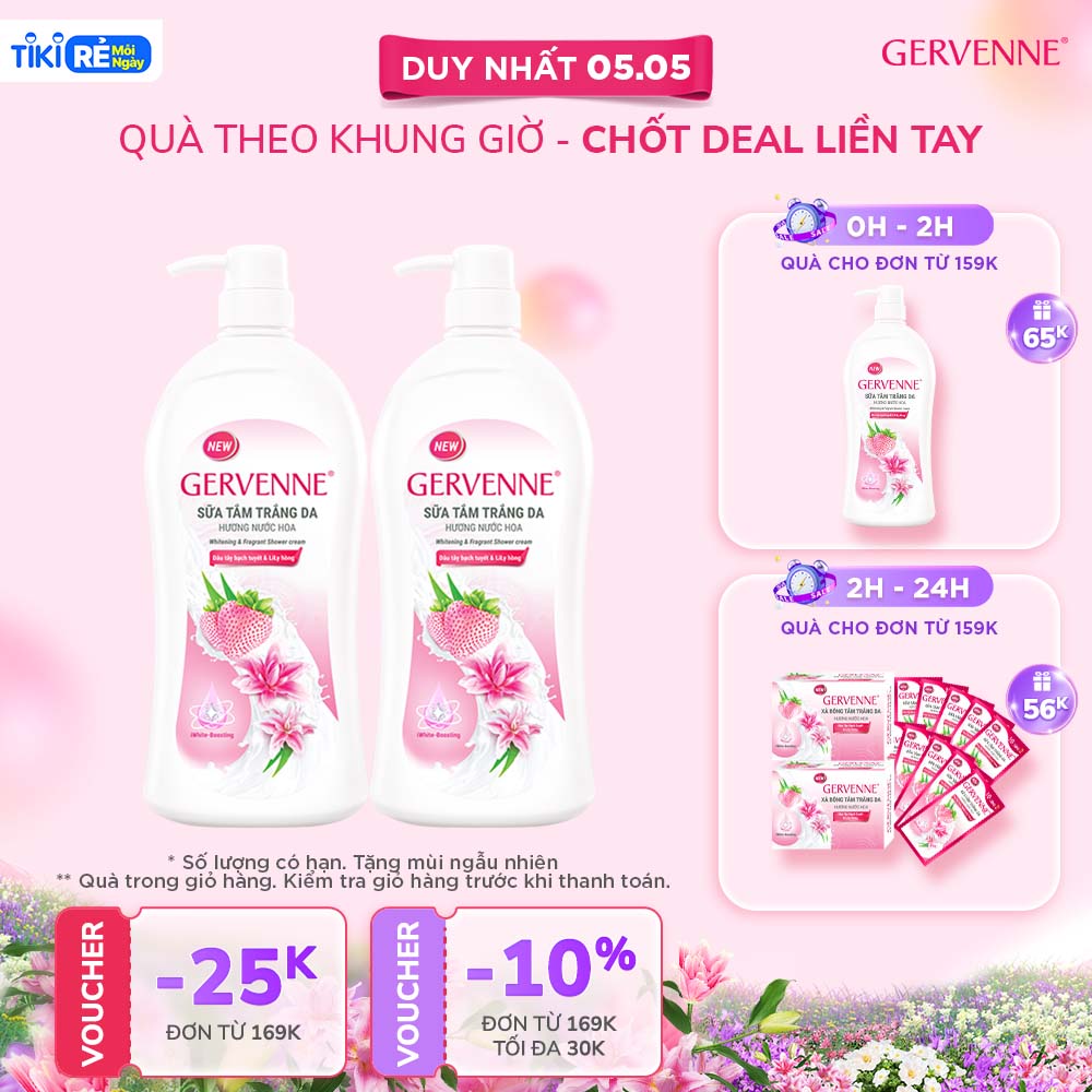 Gervenne Combo 2 Sữa tắm hương nước hoa Pink Lily (1200gr/chai)