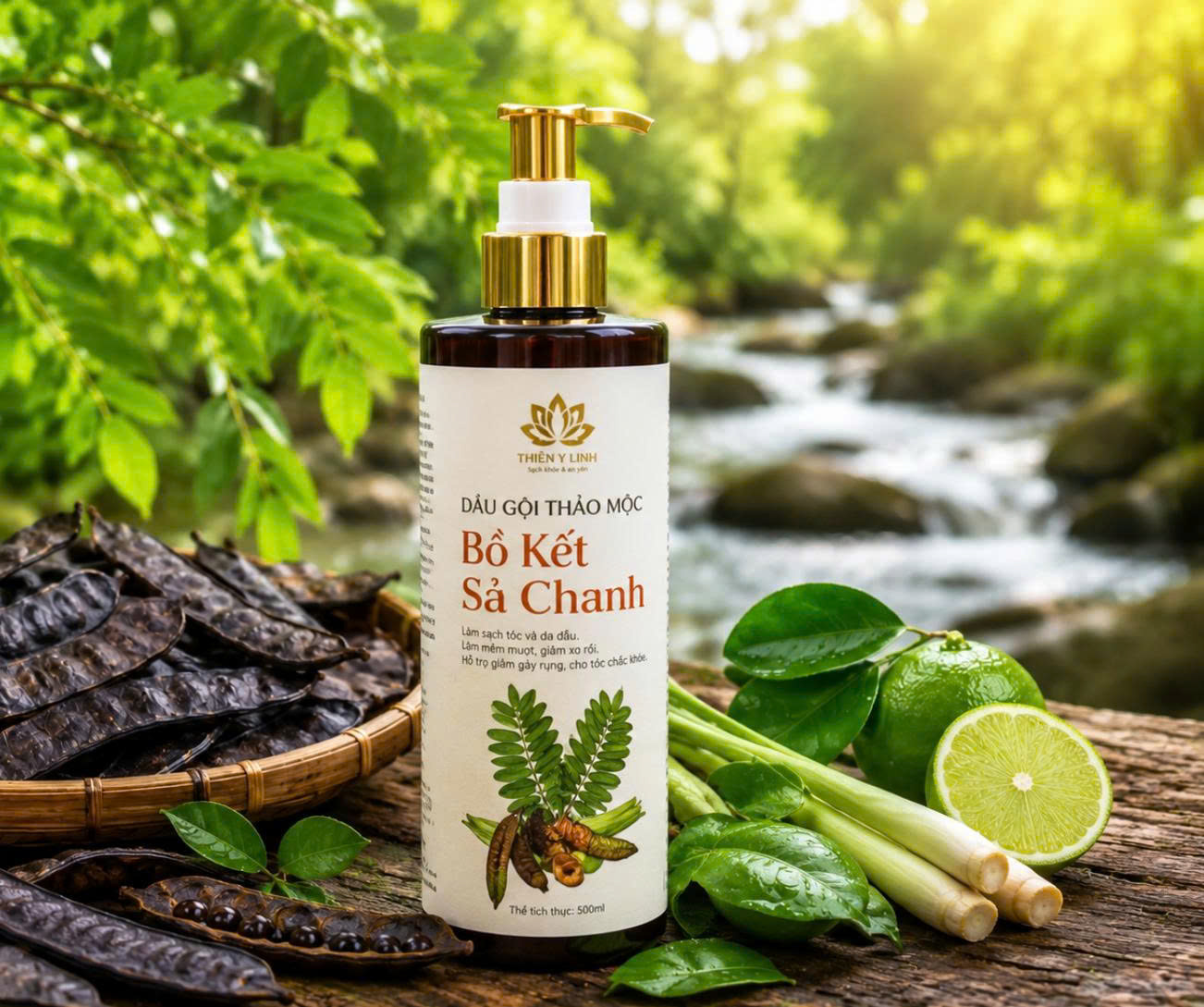 Dầu Gội Bồ Kết Sả Chanh thảo mộc giảm tóc bết, sạch nhờn cả ngày.