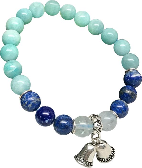 Vòng Đá Amazonite Mix Lapis Và Charm Chuông Bạc Ngọc Quý Gemstones VPT041