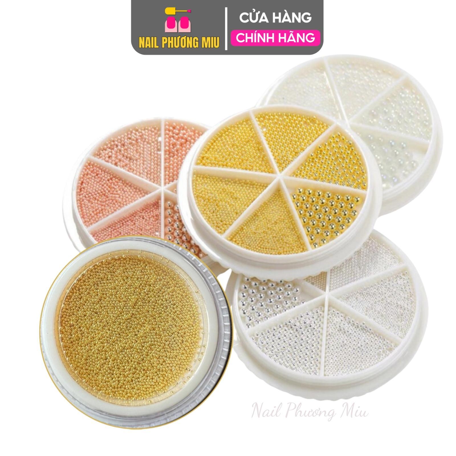 Set Bi Tròn Vàng Bạc Mix Size Kim Loại Không Gỉ Bi Siêu Bé 0.4mm ANGELICA Trang Trí Móng, Phụ Kiện Làm Nail Cao Cấp Sáng Bóng, Dễ Sử Dụng