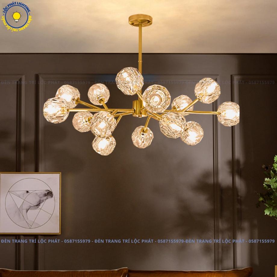Đèn thả, đèn chùm thả trần pha lê HERA trang trí phòng khách, phòng ngủ hiện đại