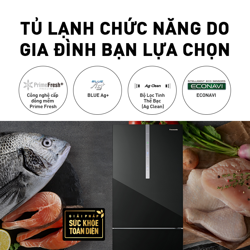 Tủ Lạnh 2 Cánh Panasonic 380 lít NR-BX421WGKV ngăn đá dưới - Ngăn đông mềm siêu tốc - Hàng chính hãng