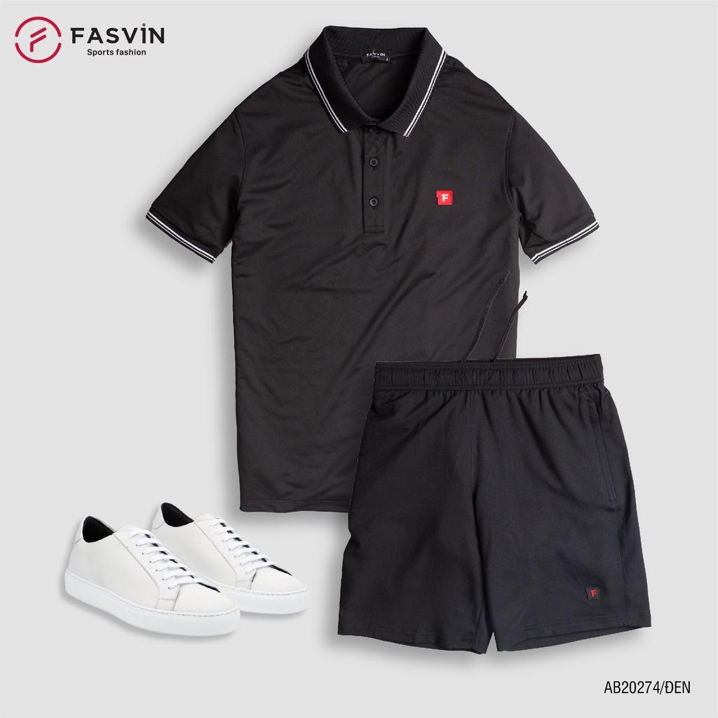 Bộ quần áo thể thao nam Fasvin AB20274.HN cộc tay cổ bẻ vải mềm nhẹ co giãn tốt