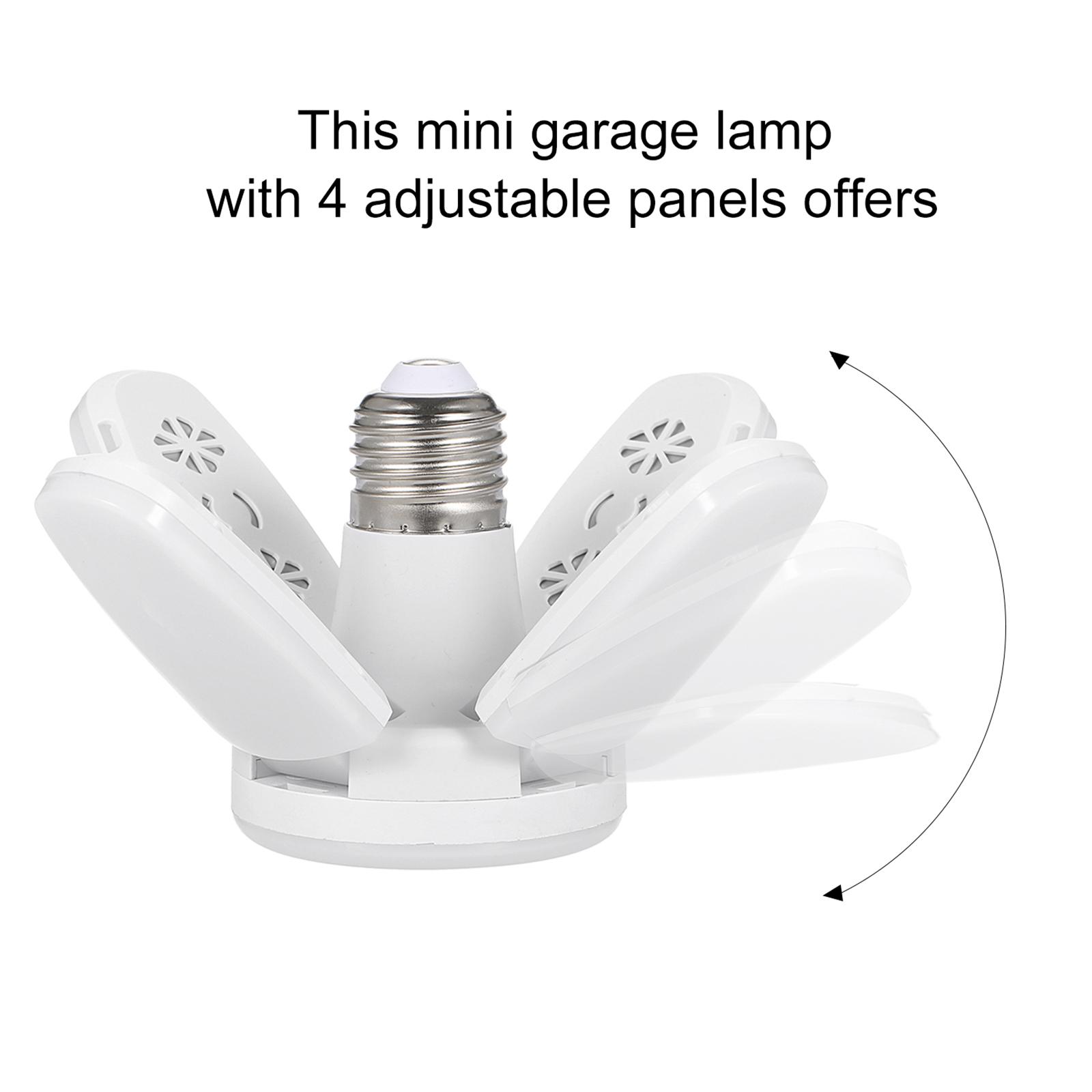 60W 6500K LED Garage Lights E26/E27 LED Light Bulb Ceiling Lamp Basement Lights with 5 Adjustable Panels for Garages Workshop Warehouse Workbench