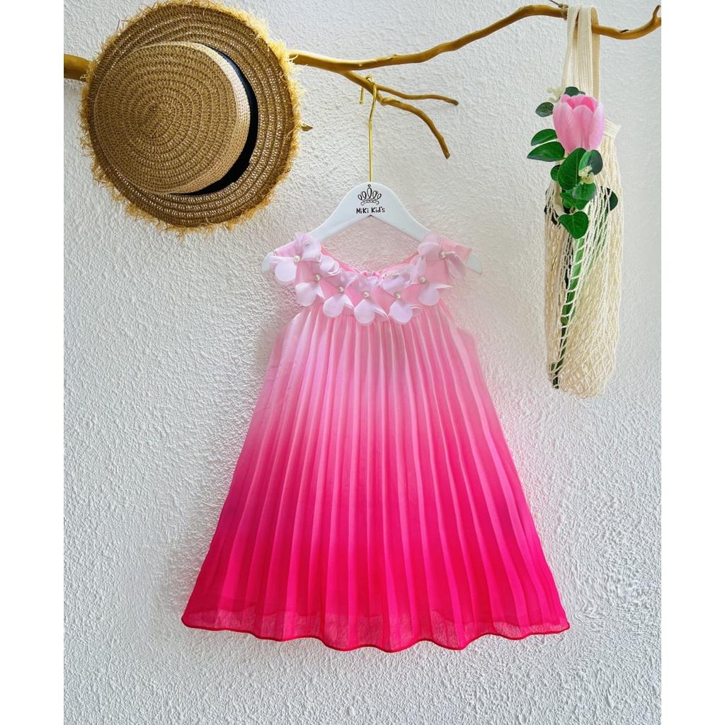 Đầm voan cho bé gái màu sắc cầu vồng mẫu mới nhất size 12-35kg hàng thiết kế cao cấp
