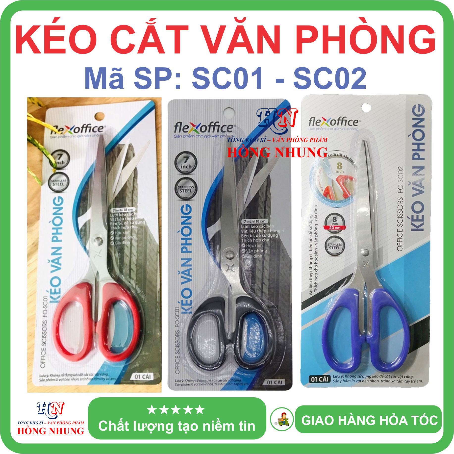 [SALE] Kéo Cắt văn phòng FO-SC01 / SC02 , Kích Thước 18cm / 20cm, Kéo Inox sắc bén, bền bỉ