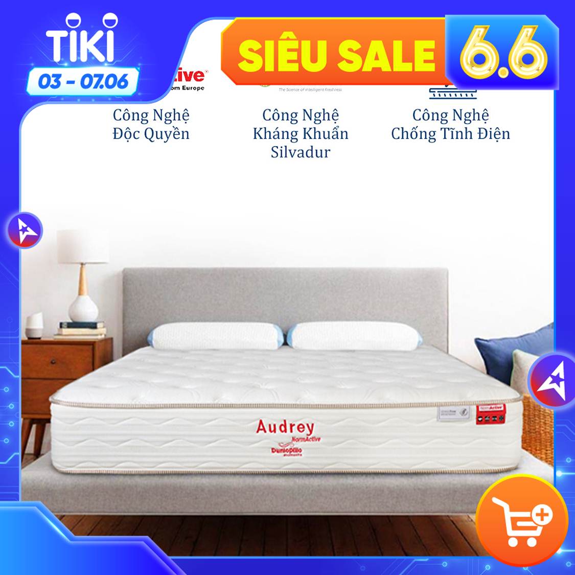Đệm lò xo cao cấp Dunlopillo Audrey - Thoáng mát, kháng khuẩn, bảo vệ cột sống - Thương hiệu từ CHÂU ÂU