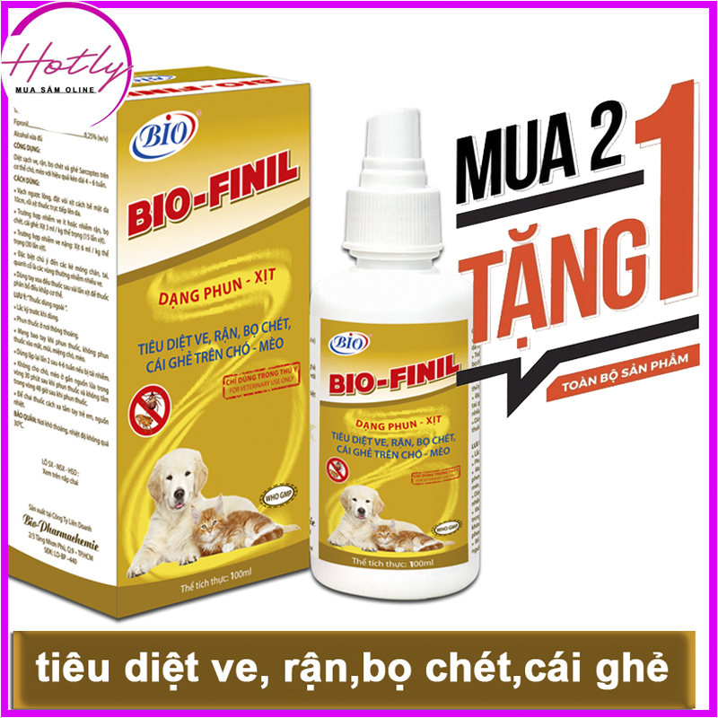 MUA 2 TẶNG 1 Thuốc xịt BIO-FINIL tiêu diệt ve, bọ chét, rận, ghẻ trên da chó mèo siêu hiệu quả-79203