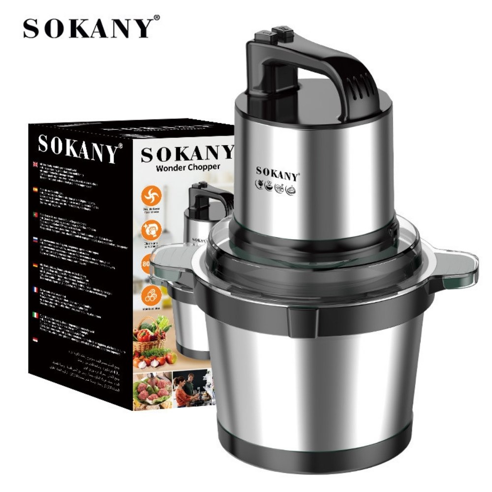 Máy xay thịt, máy xay tói ớt đa năng công suất mạnh mẽ 800W SOKANY SK-7028, dung tích 4L, cối INOX 304 - HÀNG CHÍNH HÃNG - DELIYA