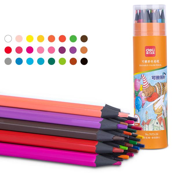 Ống 24 Bút Chì Màu Xóa Được - Deli 7073-24