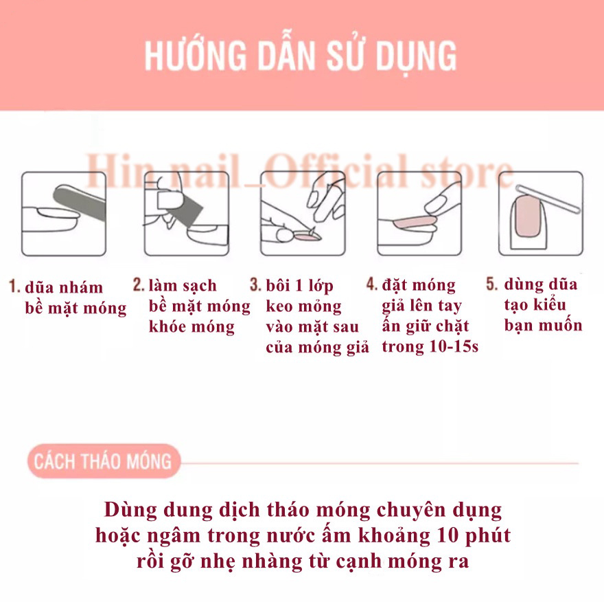 Bộ 24 móng tay giả họa tiết dễ thương + kèm keo