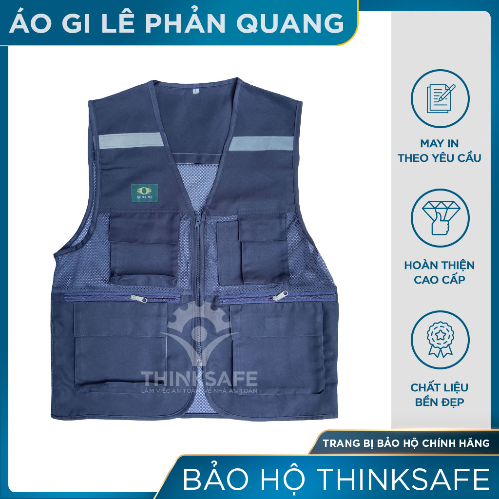 Áo gile bảo hộ Thinksafe, áo phản quang giá rẻ, gi lê cho kỹ sư, áo lưới công nhân, vải Pangrim Hàn Quốc cao cấp bền, áo khoác bảo hộ nhận may theo mẫu