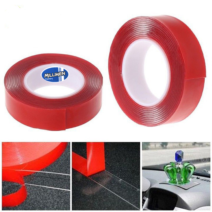 Băng Keo 2 Mặt Siêu Dính Trong Suốt 12mm x 3 mét