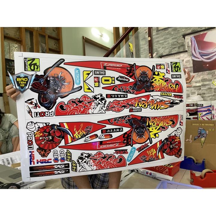 Tem rời dán xe vario 150 Samurai đỏ đen - Bi Decal