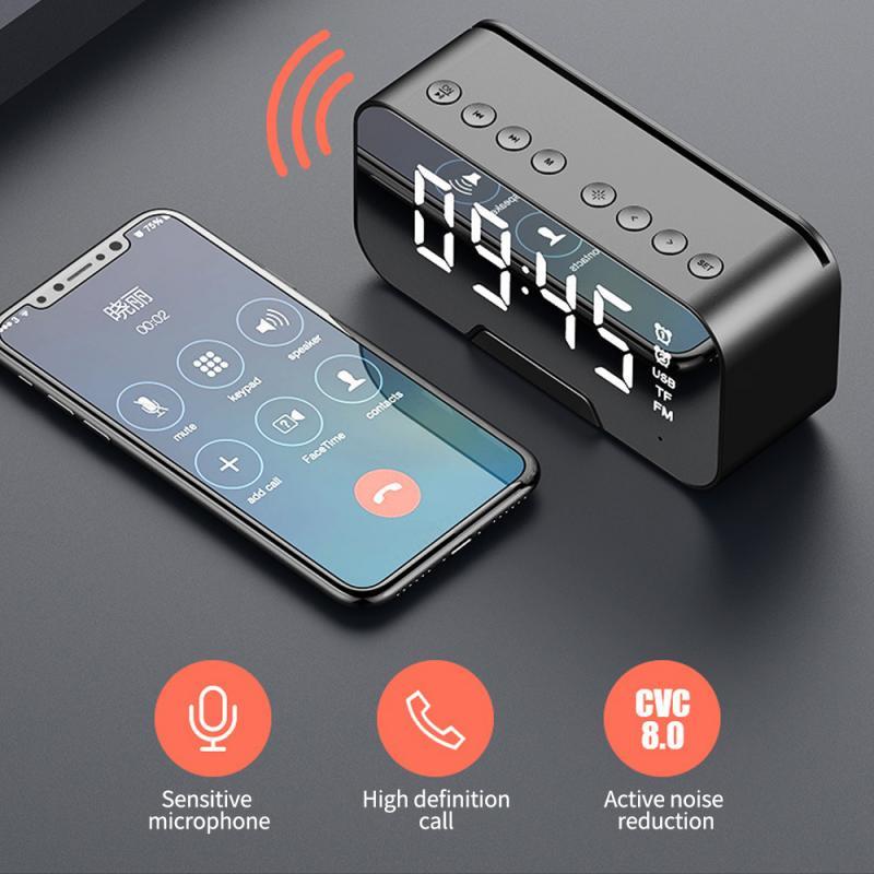 6 Trong 1 Gương LED/Báo động kỹ thuật số/Đồng hồ/Không dây Bluetooth 5.0 Loa siêu loa Color: Pink