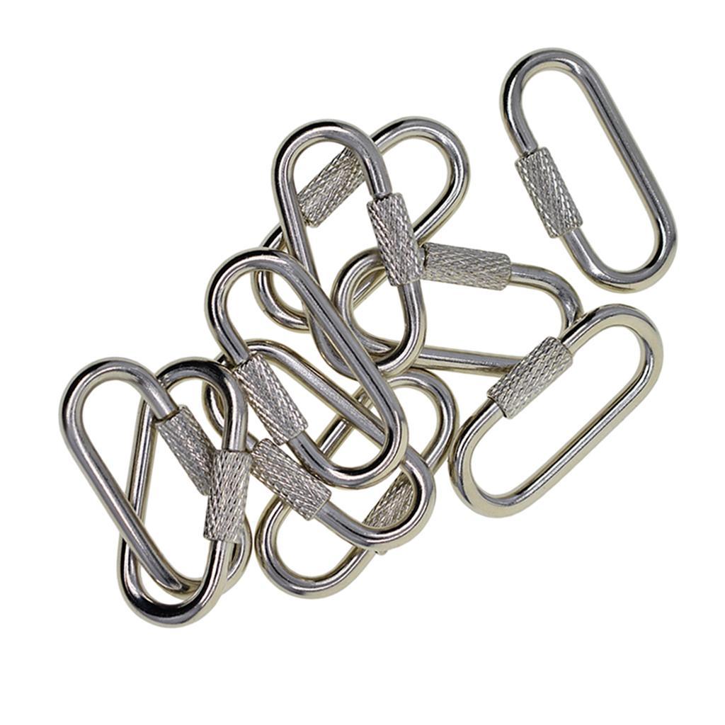 10Pcs Outdoor Climbing Carabiner Stainless Steel Hook,Camping Sport