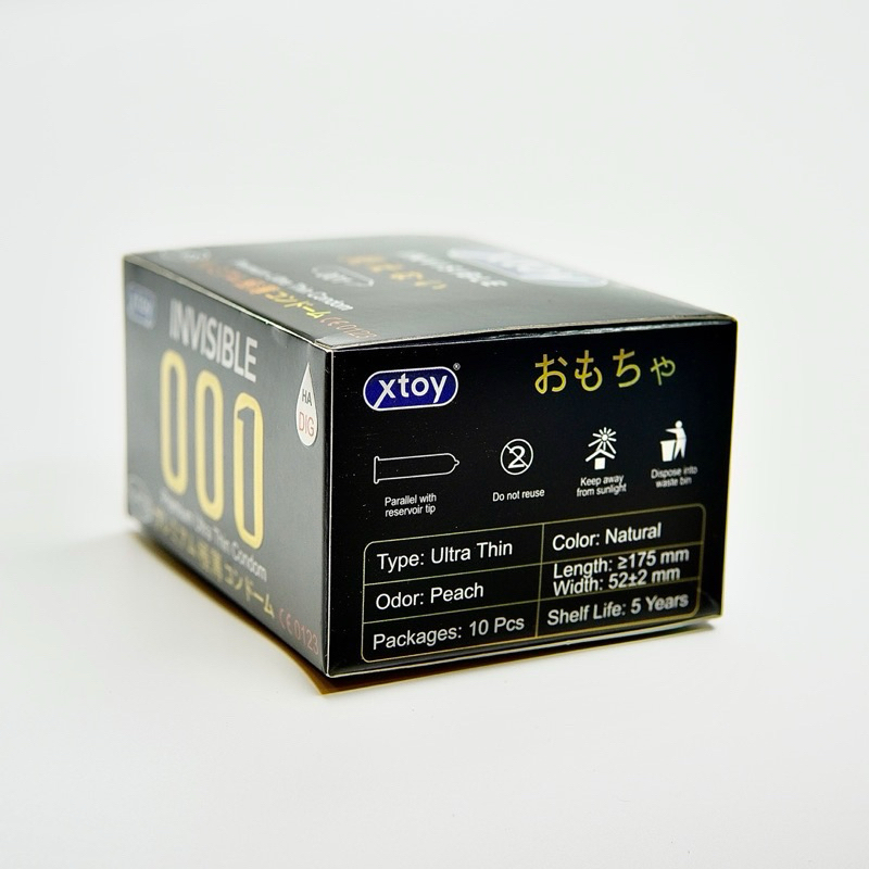 Bao cao su XTOY INVISIBLE 001 siêu mỏng, nhiều gel bôi trơn, kéo dài quan hệ, hương thơm - Hộp 10 chiếc