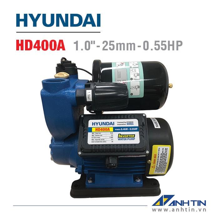 Máy bơm nước đa năng HYUNDAI HD400A | Công suất 400W | 25 mm/ 1 inch | Cột áp 35m - Cột hút 9m