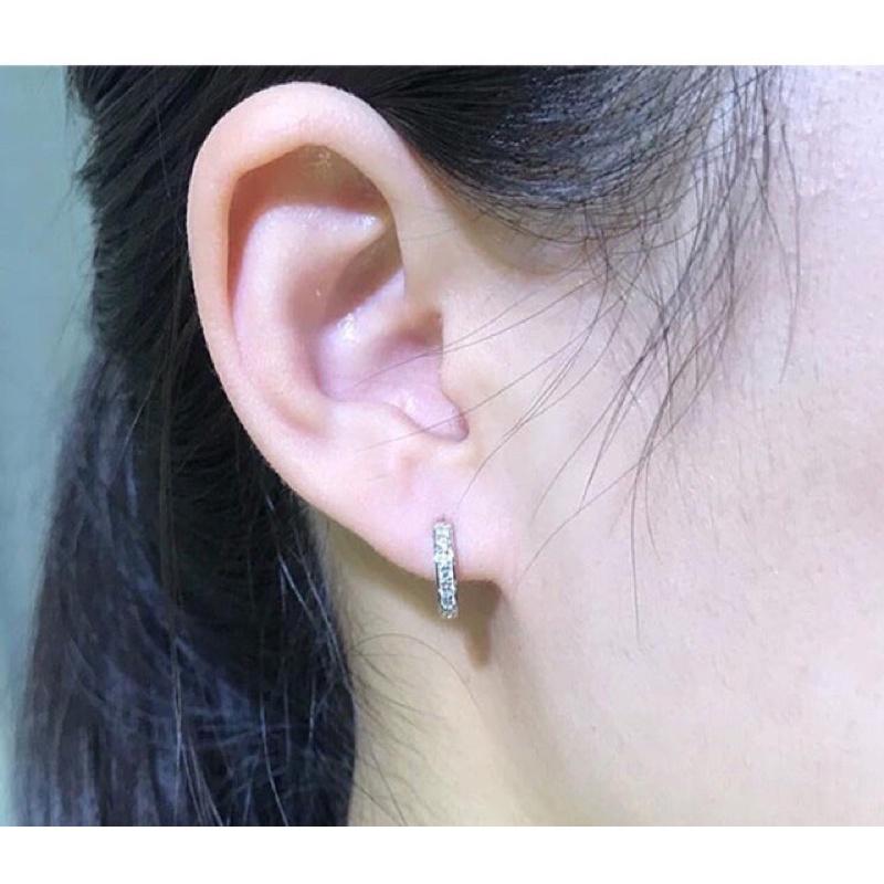 Bông tai bạc vòng tàu đính đá trắng dành cho nữ -Bạc Npj