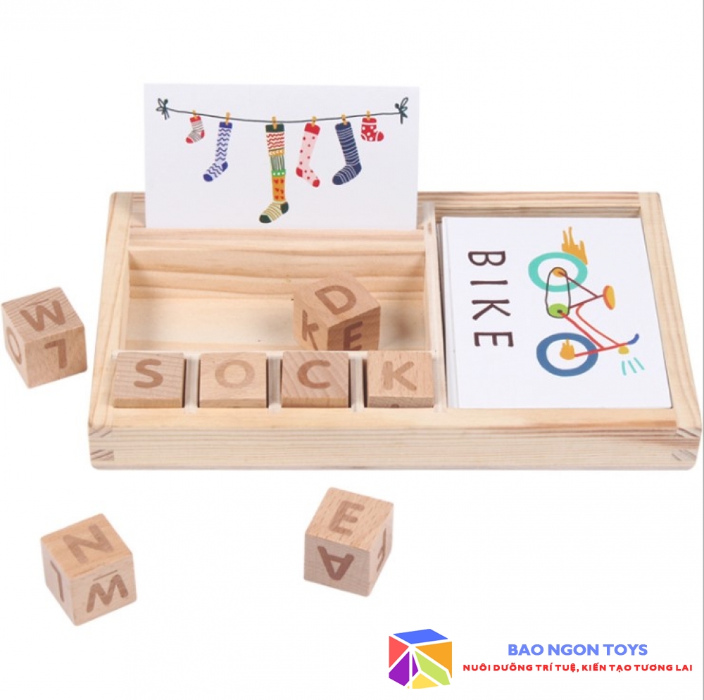 ĐỖ CHƠI GỖ GHÉP CHỮ GIÚP BÉ HỌC ĐÁNH VẦN TIẾNG ANH, ĐỒ CHƠI MONTESSORI CHO BÉ HỌC CHỮ CÁI