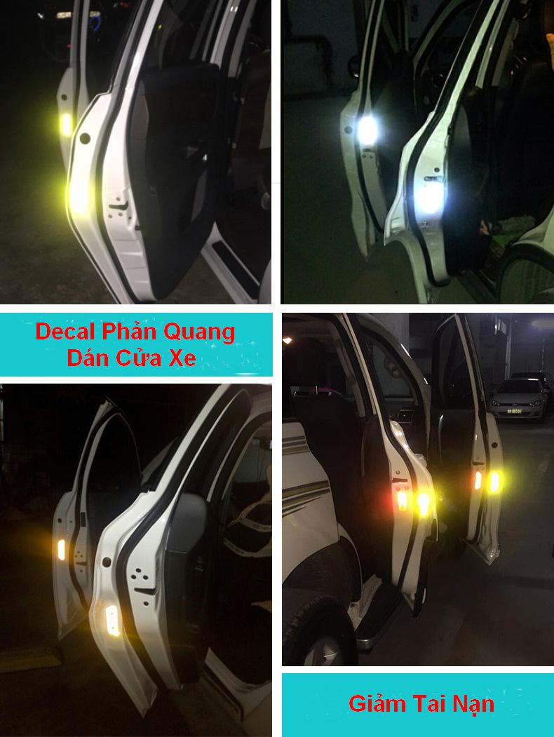 Bộ Decal Phản Quang 4 Miếng OPEN Dán Cửa Xe Cảnh Báo Va Chạm