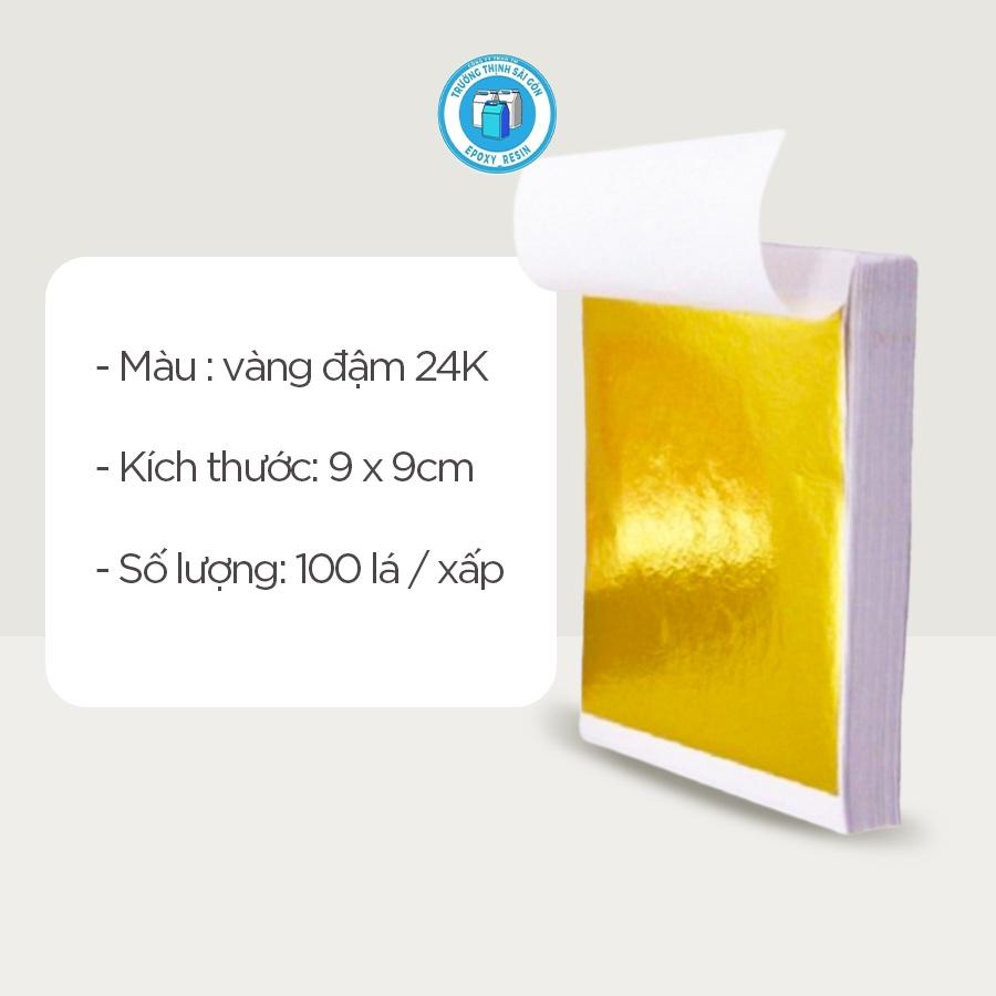 Tập 100 lá dát mạ vàng màu 24 K size 9x9cm