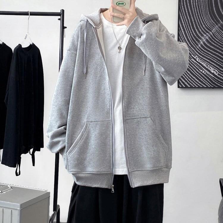 Áo Khoác Nỉ Bông Trơn Hoodie Zip Basic Form Rộng Unisex Nam Nữ Couple Ulzzang KUN