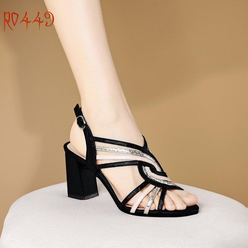 Sandal nữ quai đan mảnh cao cấp ROSATA RO449 cao 7p - Đen, Nâu - HÀNG VIỆT NAM CHẤT LƯỢNG QUỐC TẾ