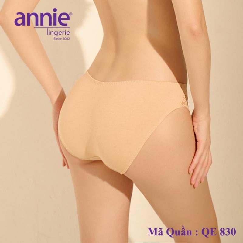 Quần lót nữ trơn vải lụa 4 chiều phối ren annie QE830 mềm mại, dịu dàng nữ tính, gợi cảm, thoáng mát ôm trọn vòng 3