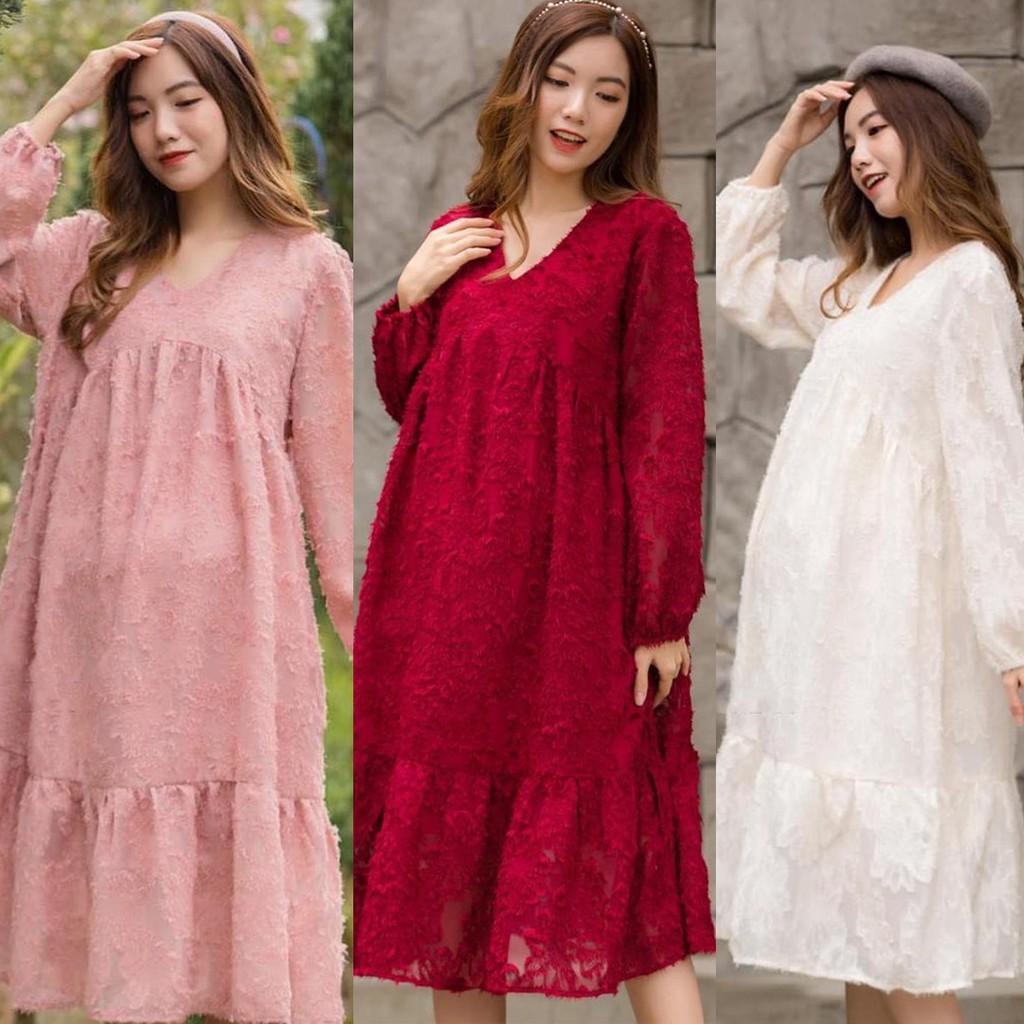 Váy bầu thời trang dự tiệc chất lụa tơ 40-65kg