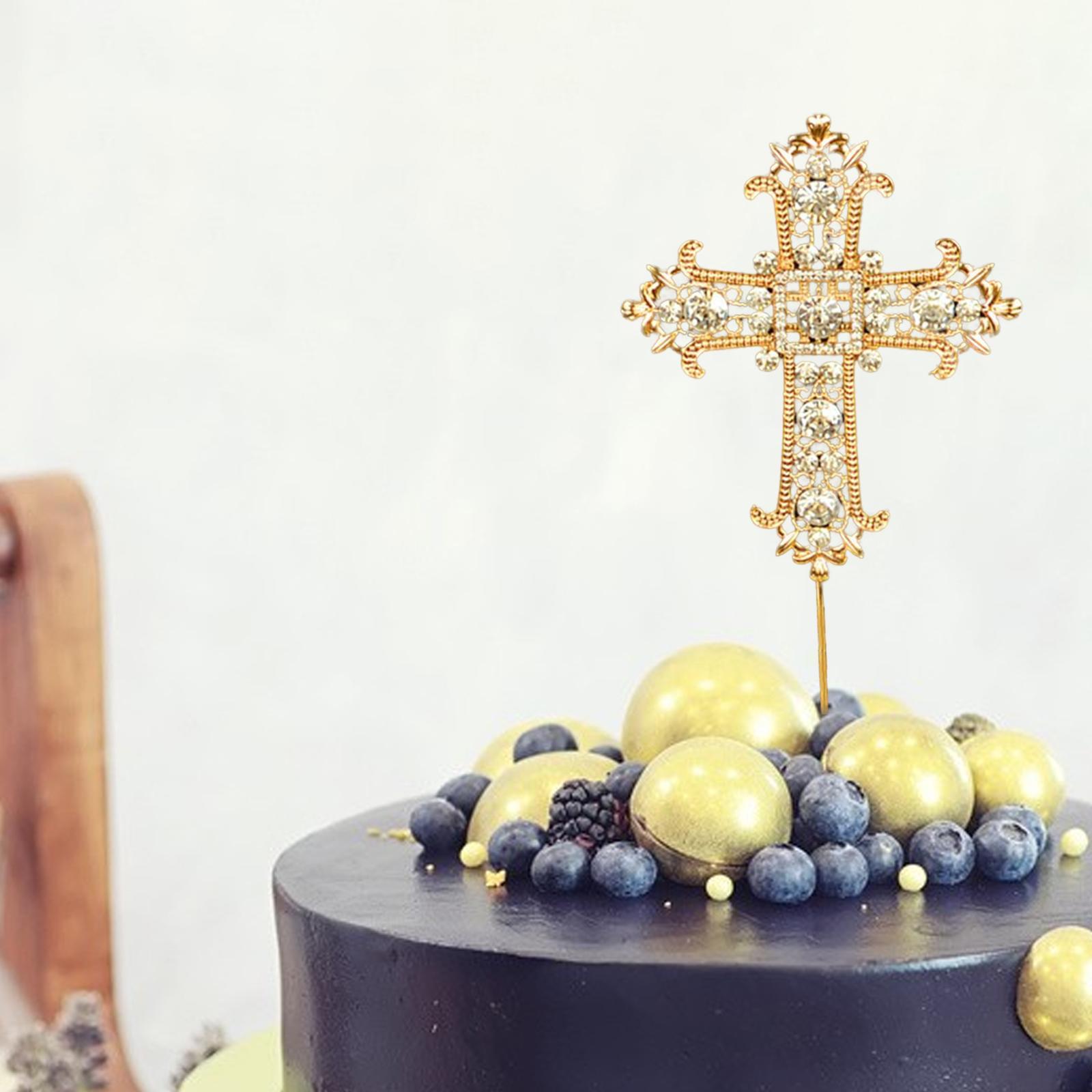 Cake Decoration Cross Cake Topper Rhinestone for Engagement Celebration Baby