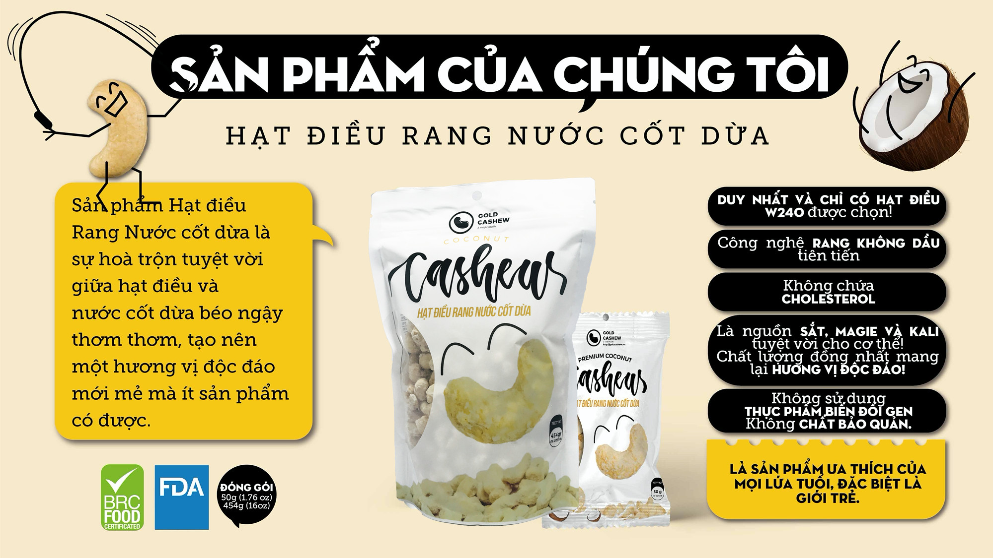 Hạt Điều Rang Nước Cốt Dừa 50gr