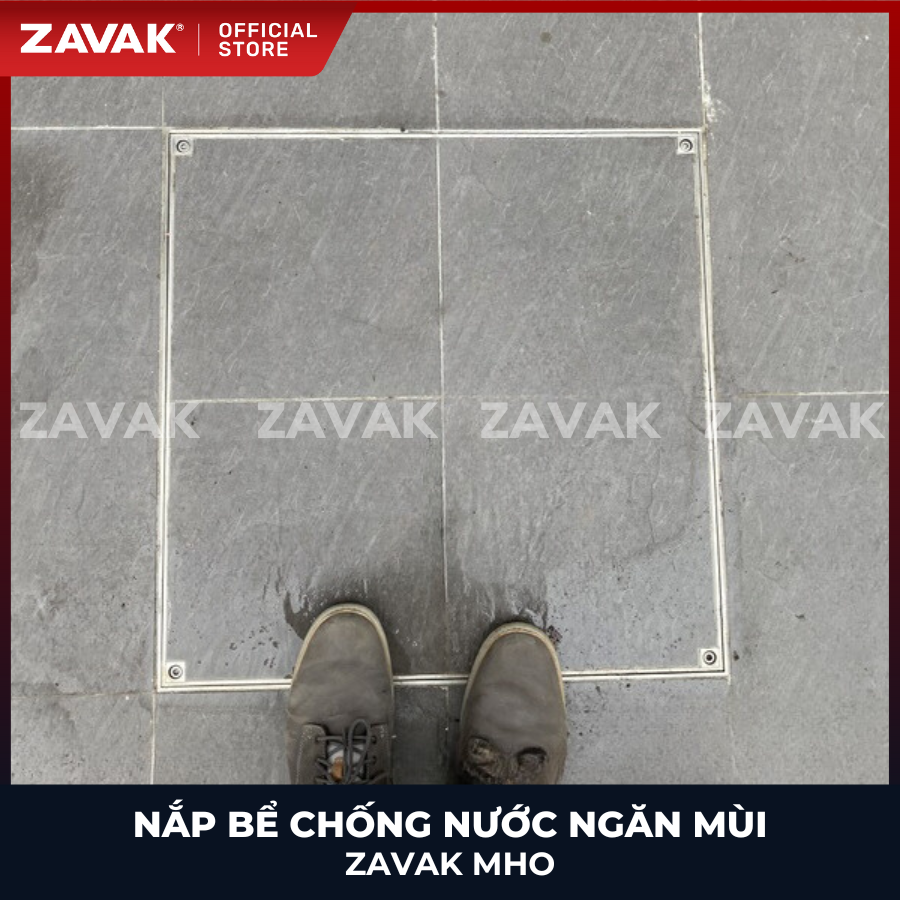 Nắp bể ngầm chống nước ngăn mùi inox ZAVAK MHO*-50 / KT 50x50cm, lát gạch 2,5cm/ tải tối đa 720kg