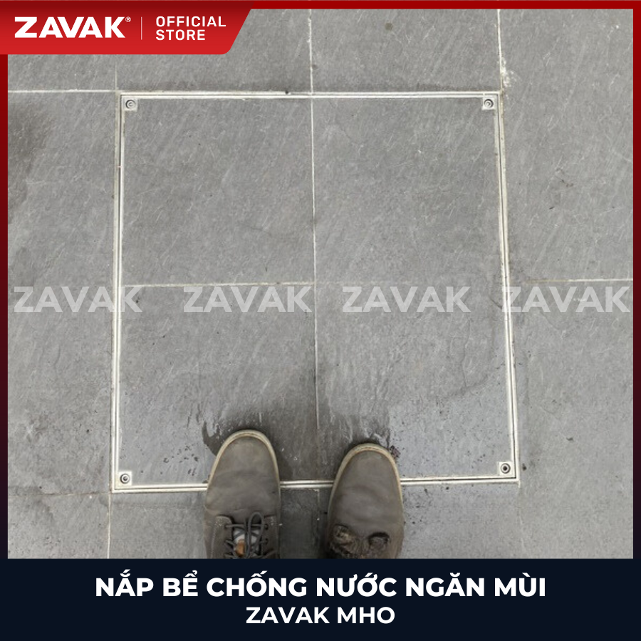 Nắp bể ngầm chống nước ngăn mùi inox ZAVAK MHO-80 / KT 80x80cm, lát gạch 1,5cm/ tải tối đa 450kg