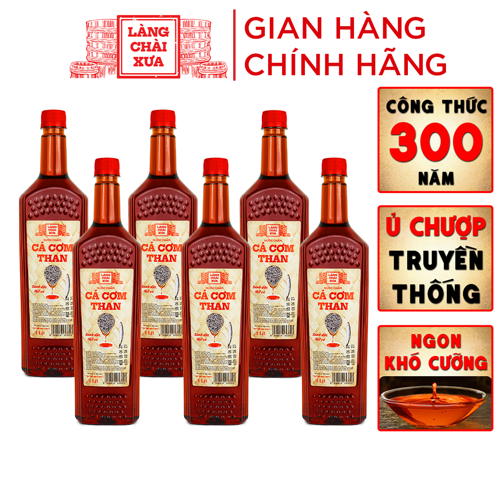 Đặc Sản Phan Thiết - [Thùng 6 Chai] Nước Chấm Cá Cơm Than Làng Chài Xưa Chai Nhựa Cao Cấp 1 Lít/Chai Đặc Biệt Thanh Dịu An Toàn Tiết Kiệm