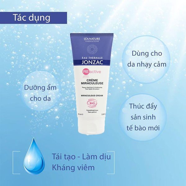 Kem Tái Tạo Nuôi Dưỡng Da Eau Thermale Jonzac Reactive Miraculous Cream 100ml + Tặng Bông Tẩy Trang Christian Lenart 50 Miếng