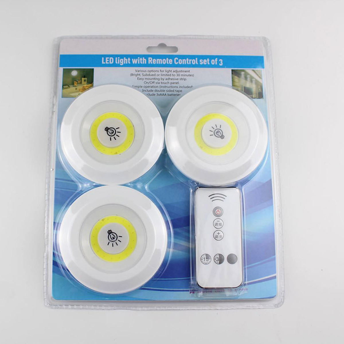 Combo 3 Đèn LED Gắn Tủ , Trang Trí Tủ Phòng Ngủ , Phòng Khách Có Chức Năng Hẹn Giờ - Hàng Chính Hãng