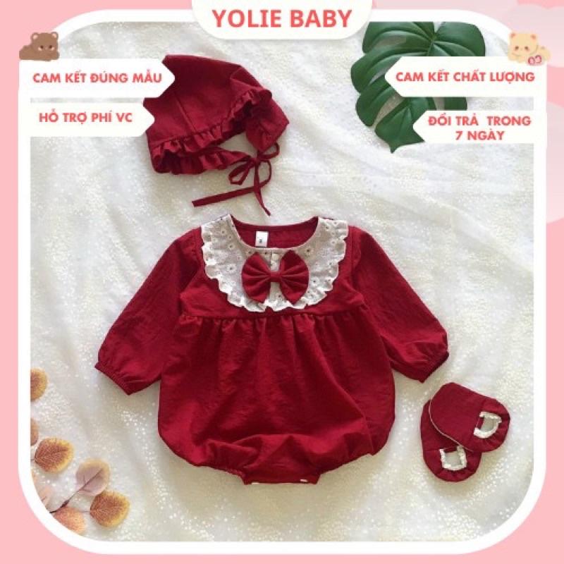 Body đỏ mận kèm tặng nón và vớ cho bé gái siêu cưng