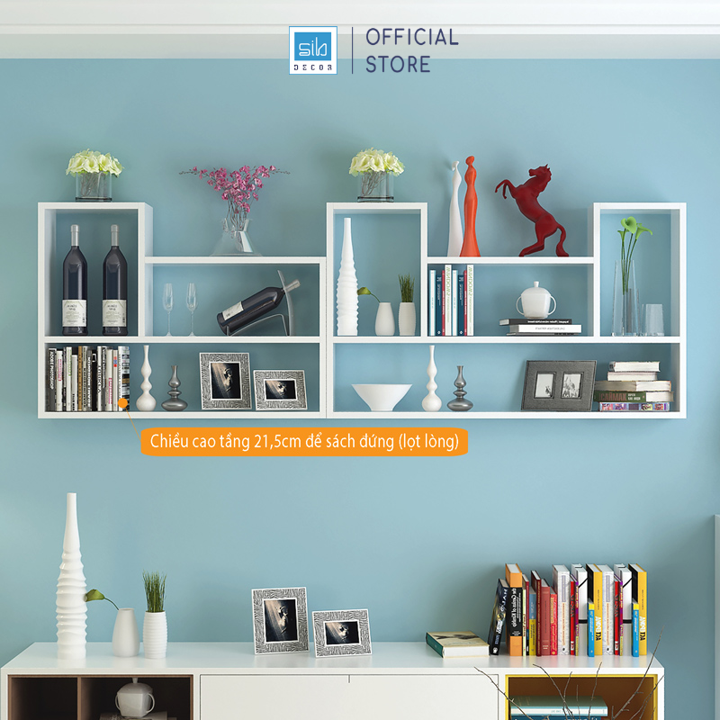 Bộ 2 Kệ Sách Gỗ Trang Trí Treo Tường Chữ L Và Chữ U Sib Decor Kt812 - Trắng