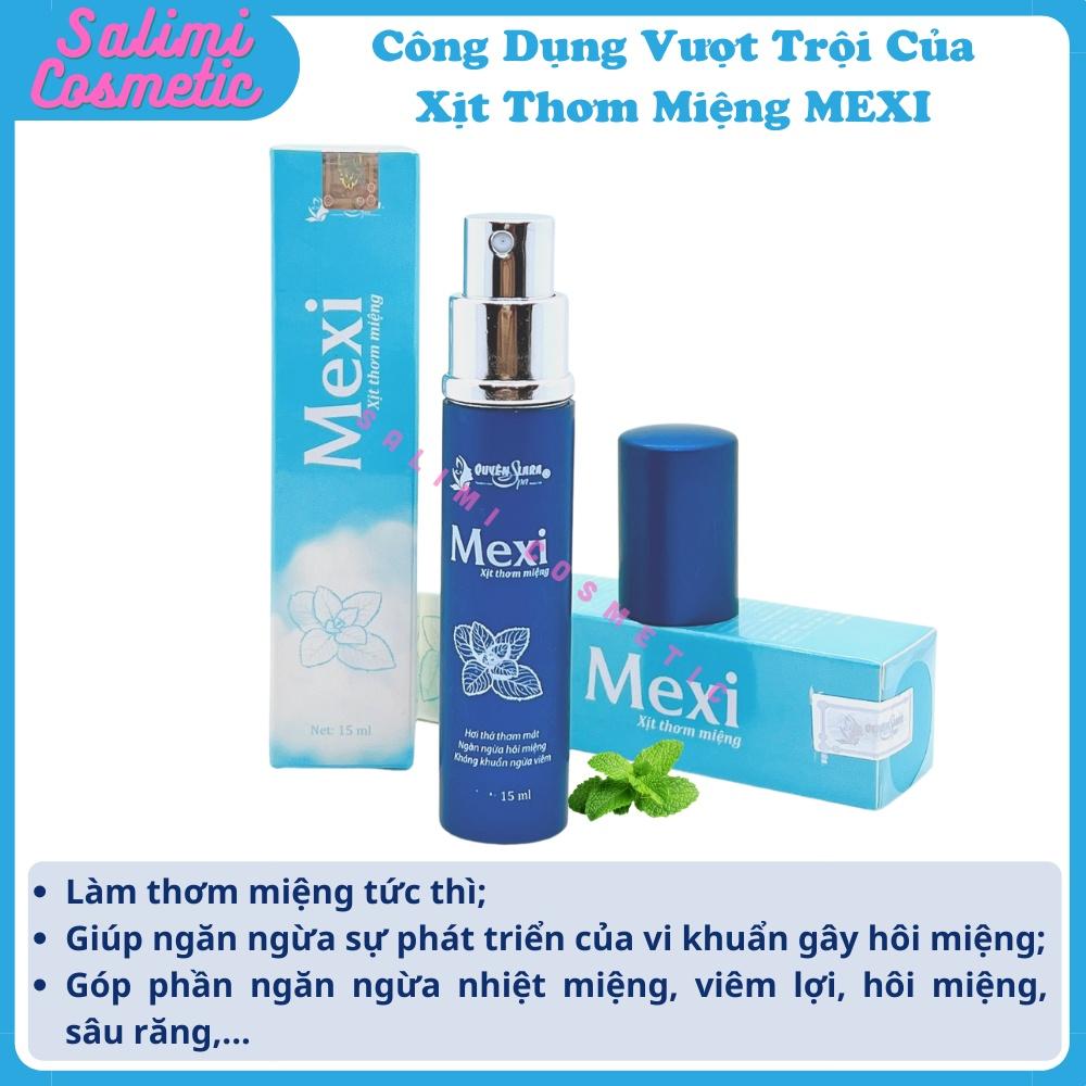 Xịt Thơm Miệng MEXI Vị Bạc Hà Quyên Lara 15ml, Giúp Hơi Thở Thơm Mát, Hết Hôi Miệng, Ngừa Viêm Lợi