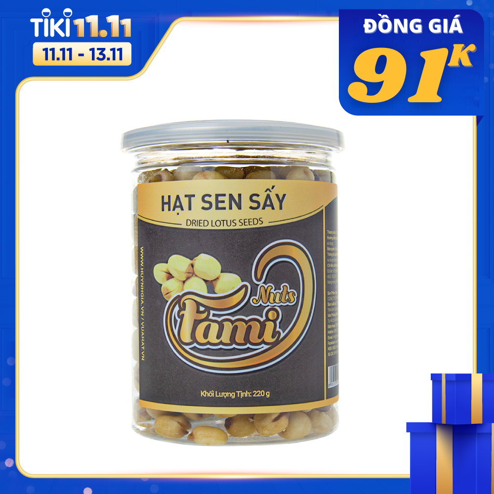 Hạt Sen Đồng Tháp Sấy Giòn Fami Nuts - Hũ Nắp Nhôm 120g - Món Ăn Vặt Giúp An Thần, Cải Thiện Chất Lượng Giấc Ngủ Tự Nhiên.