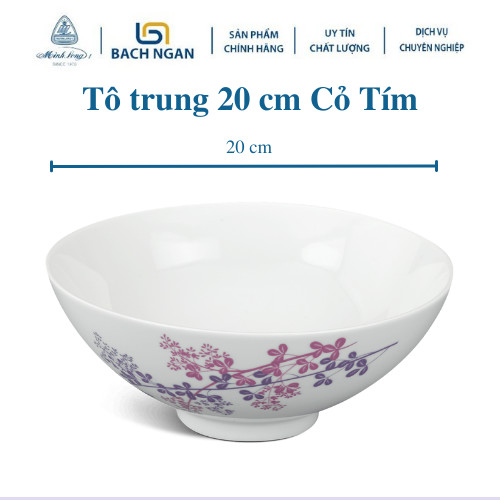 Tô trung 20 cm - Daisy - Cỏ Tím - Gốm sứ Minh Long cao cấp