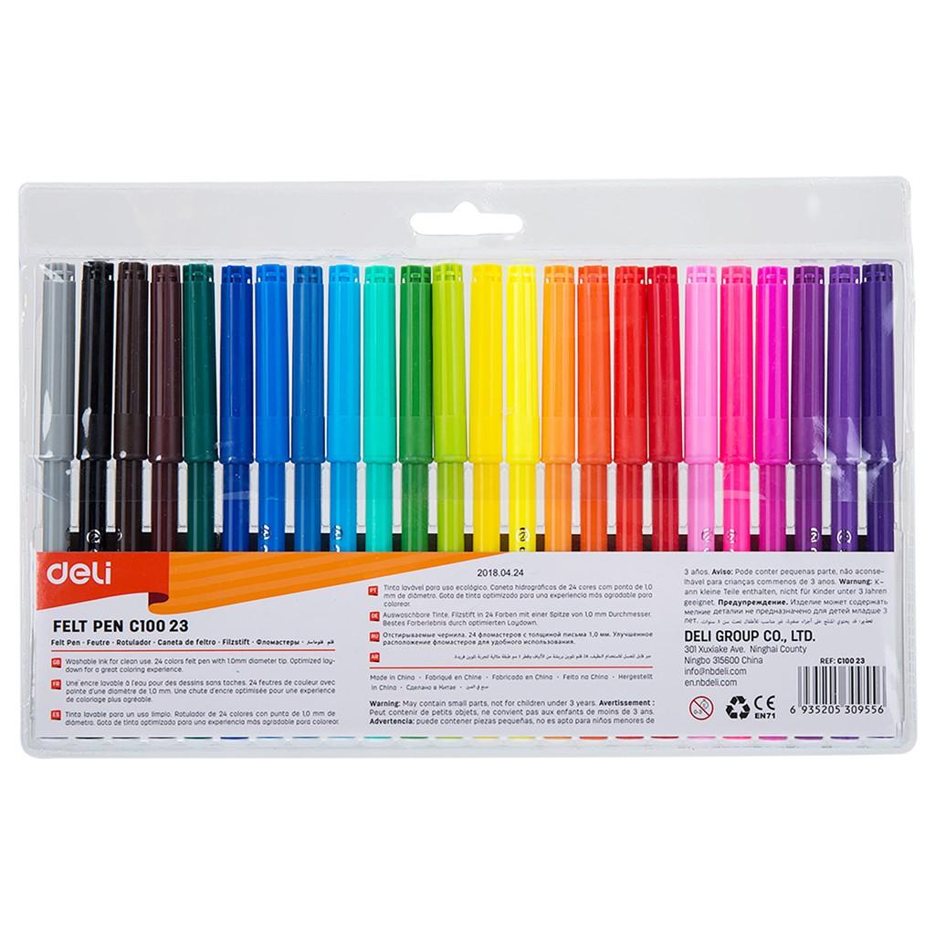 Bút màu lông 1.0mm Deli, 12 màu/18 màu/24 màu/hộp - fiber pen - EC10003/EC10013/EC10023 .