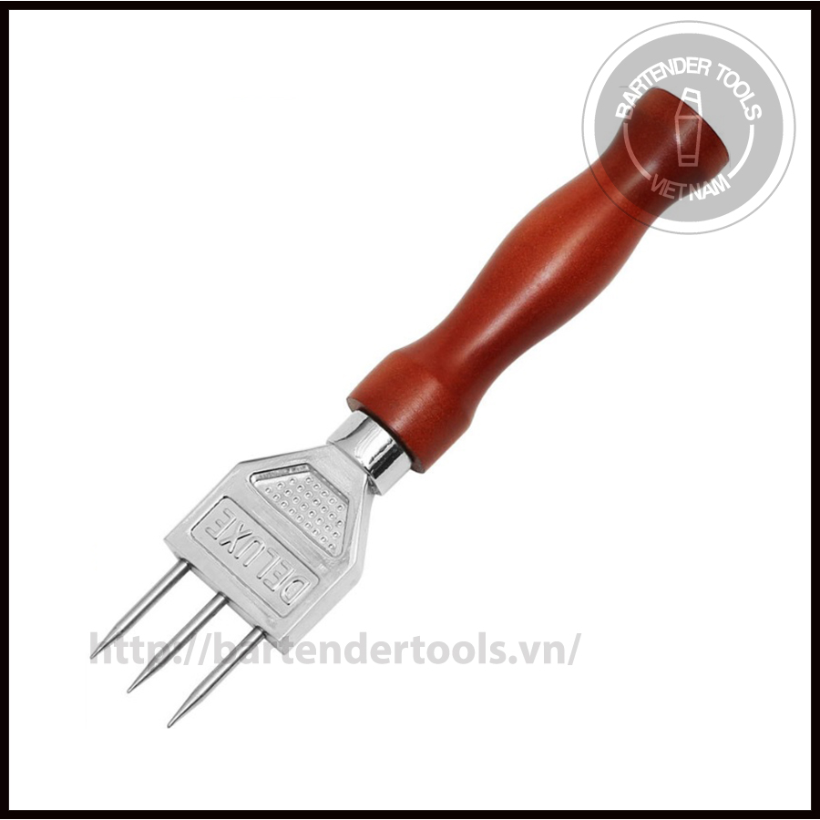 Cây đục đá bartender cán gỗ - Ice pick 3 fork