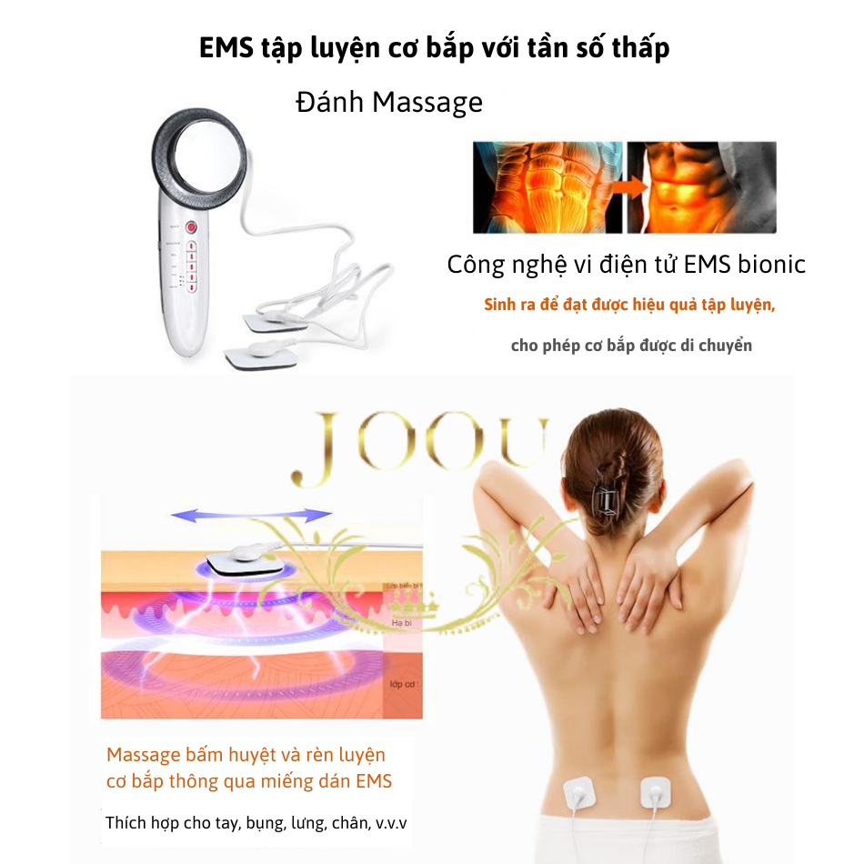 Máy Massage Bụng Sóng Siêu Âm Hồng Ngoại EMS JOOU FJ324 6 trong 1