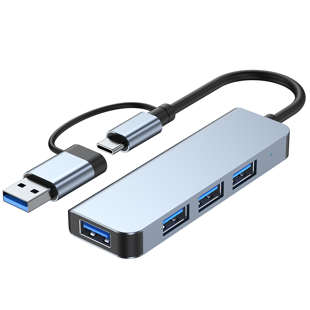 Hub Chuyển Đổi 2 Đầu Hub USB USB 3.0 Và Hub Type C Kết Hợp, Tích Hợp 2 Đầu TypeC Và USB 3.0 To 4 Cổng USB 3.0 Tốc Độ Cao, Kết Nối Đa Năng Cho Macbook, Laptop, Máy Tính, Bàn Phím, Chuột, Máy In, Điện Thoại – Hàng Chính Hãng