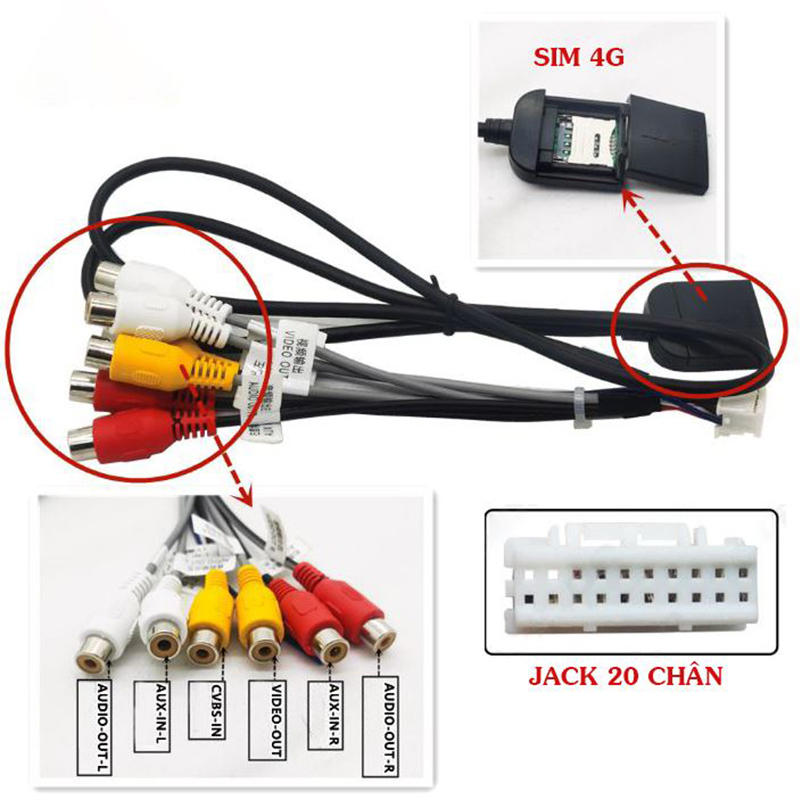 Dây Nguồn Màn Android,Dây Ăng Ten,Dây GPS,Dây USB,Dây Camera Lùi Màn Android