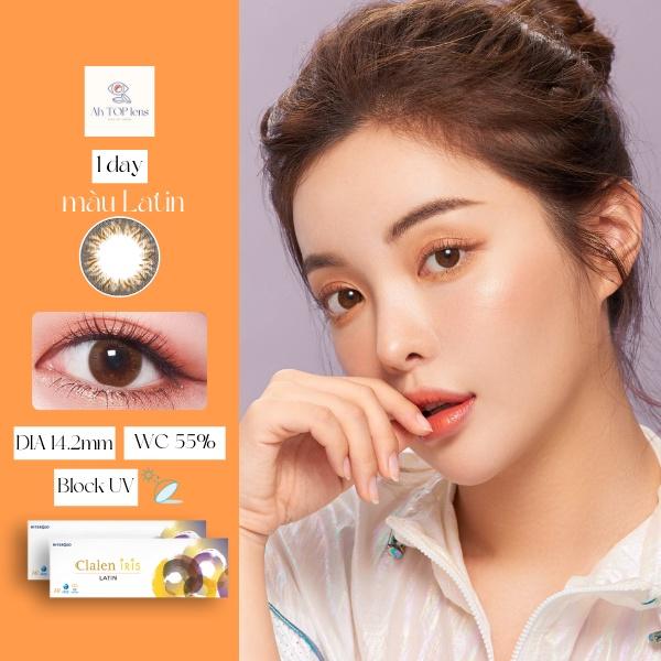 Kính áp tròng Hàn Quốc có độ Clalen Iris màu Latin cho đôi mắt rạng rỡ dùng 1 ngày